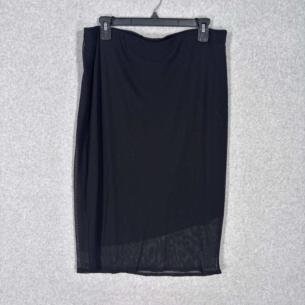 INC International Concepts Mesh Asymmetric Midi Pencil Skirt 1X Whimsigoth Rave
